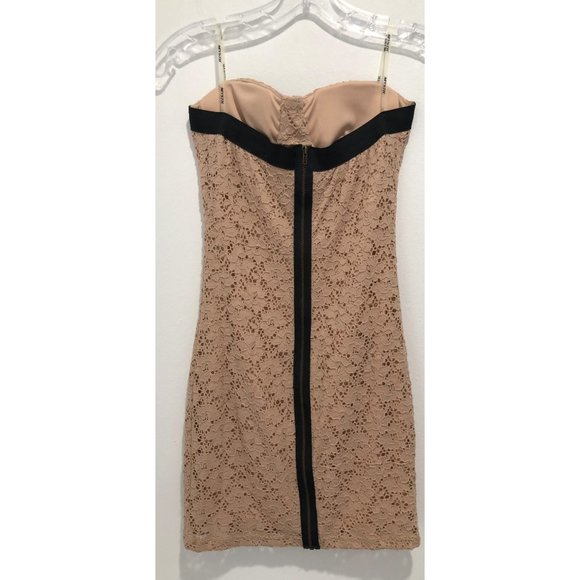 NWT Nude Floral Eyelet Strapless Lace Mini Dress - Picture 2 of 5